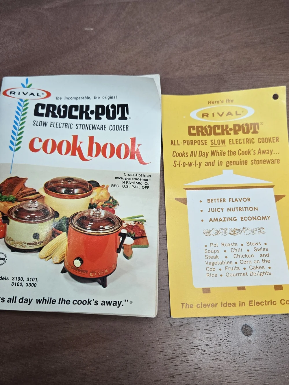 Vintage Rival Orange Crock-Pot With Glass Lid And Book, Very Nice